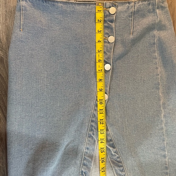 Edit by nine button down denim midi skirt high slit, medium, stretch denim,NWT - Picture 9 of 10